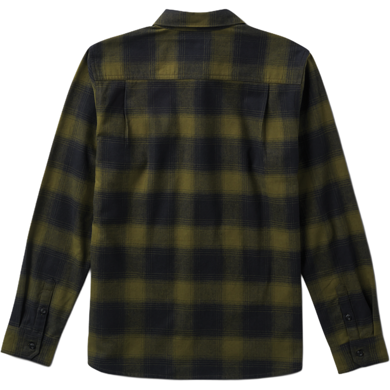 Men's Crossroads Organic Long Sleeve Flannel, Roark Men's Crossroads Organic Long Sleeve Flannel in Dark Military Plaid back