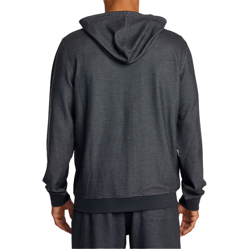 Men's Cable Waffle Zip Hood, RVCA Men's Cable Waffle Zip Hood in Navy Heather back