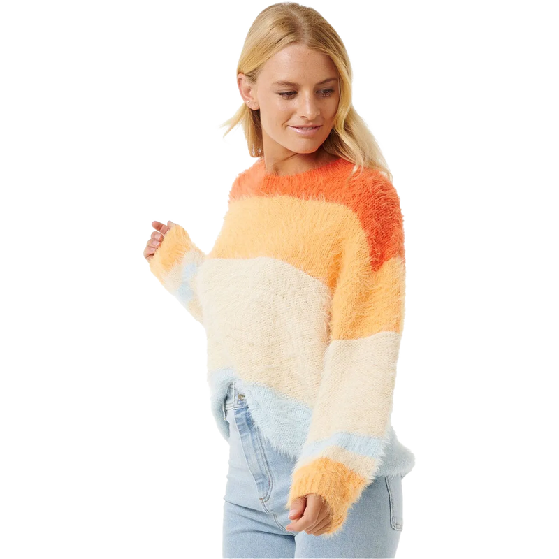 Women's Sunrise Sessions Sweater, Rip Curl Women's Sunrise Sessions Sweater in Orange  front left