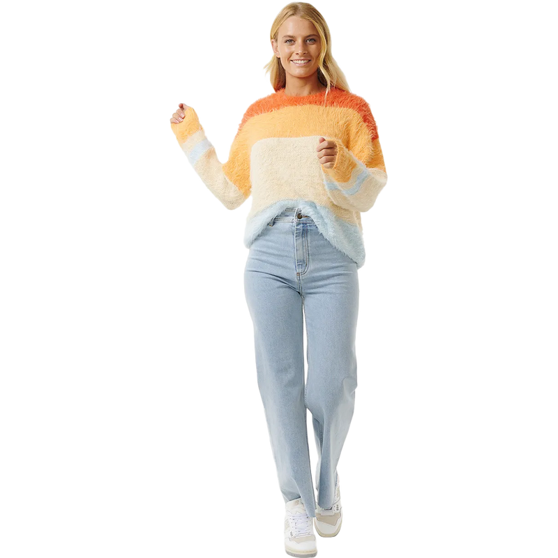 Women's Sunrise Sessions Sweater, Rip Curl Women's Sunrise Sessions Sweater in Orange  front 