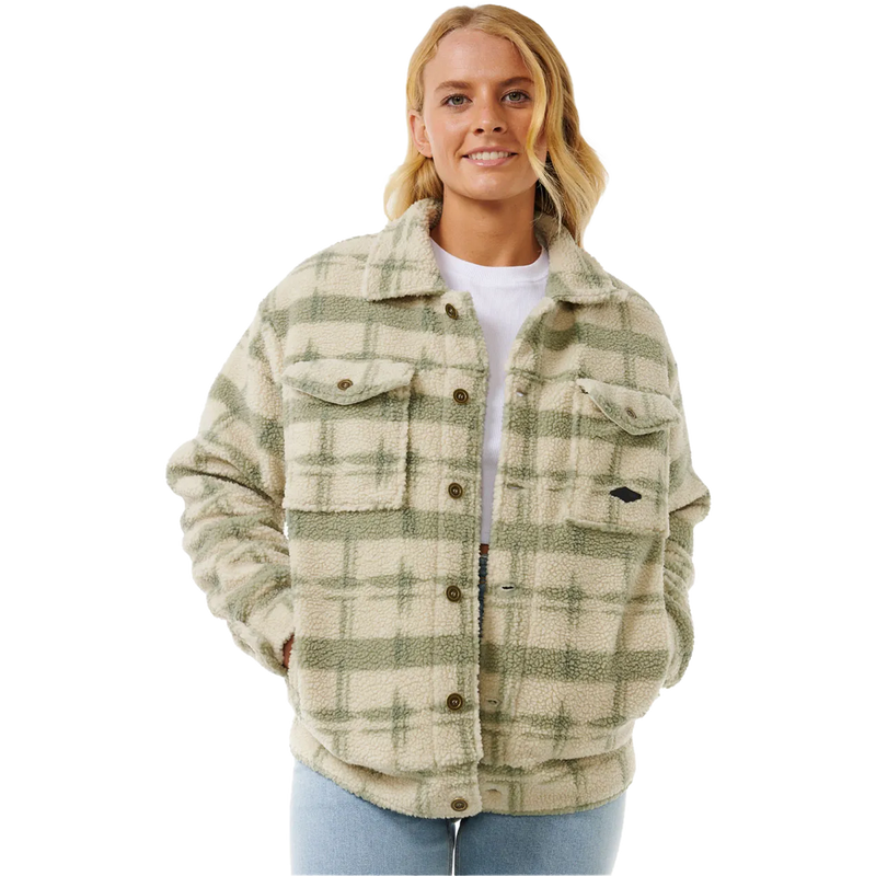 Women's Sunrise Session Sherpa Jacket, Rip Curl Women's Sunrise Session Sherpa Jacket in 3396-Sage front