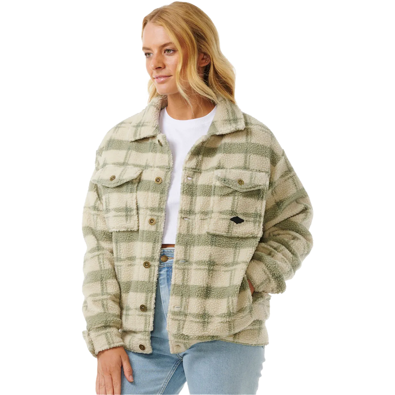 Women's Sunrise Session Sherpa Jacket, Rip Curl Women's Sunrise Session Sherpa Jacket in 3396-Sage front