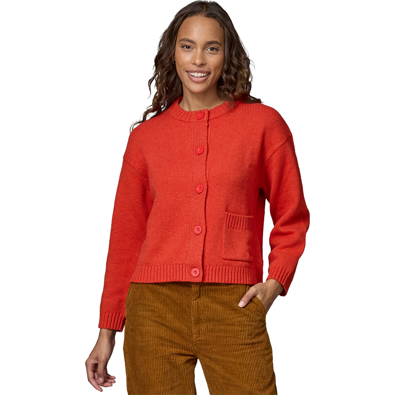 Women's Recycled Wool Sweater Jacket, Patagonia Women's Recycled Wool Sweater Jacket in Madder Red front