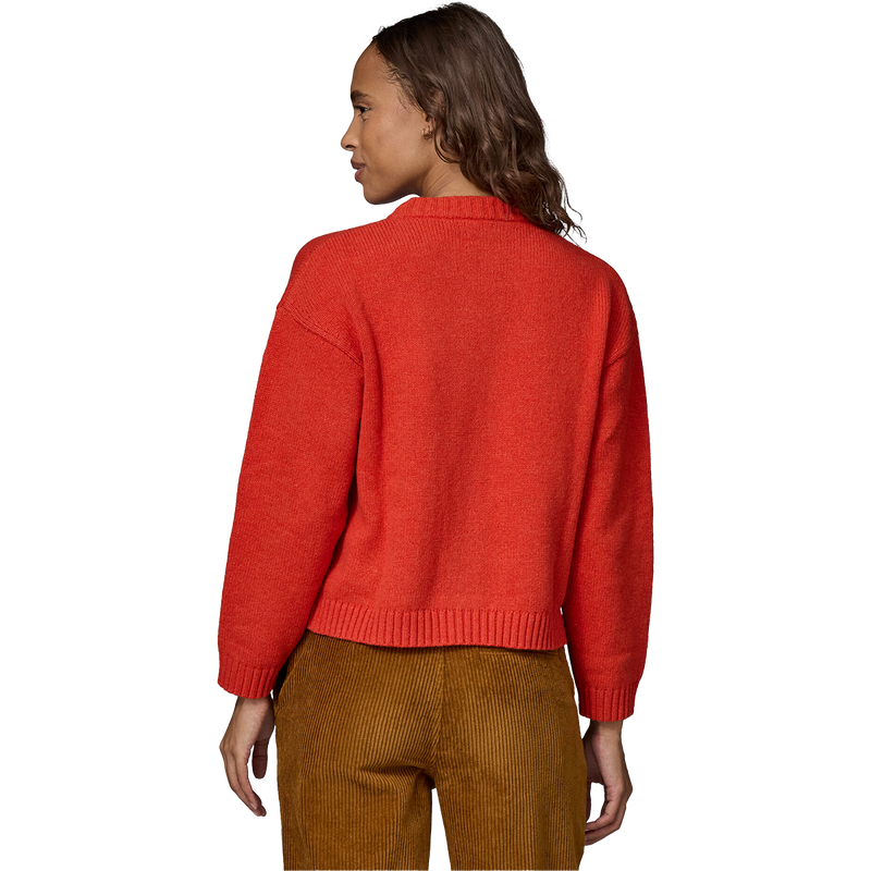 Women's Recycled Wool Sweater Jacket, Patagonia Women's Recycled Wool Sweater Jacket in Madder Red back