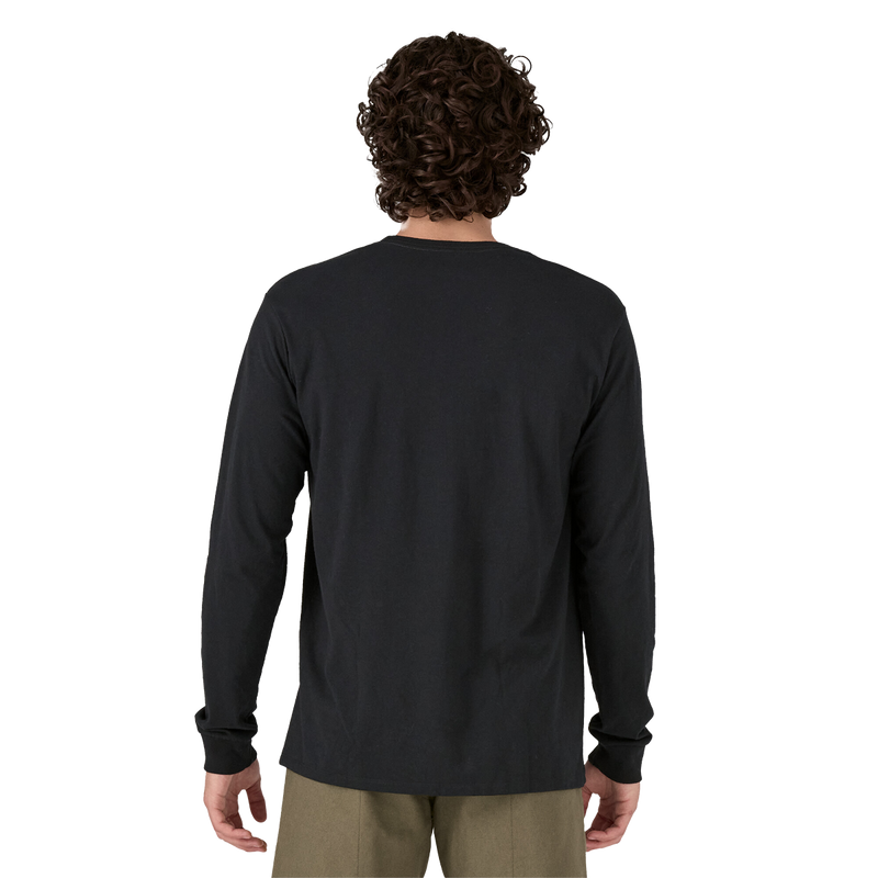 Men's 73 Text Logo Long Sleeve Responsibili-Tee, Patagonia 73 Logo LS Responsibili Tee Back View