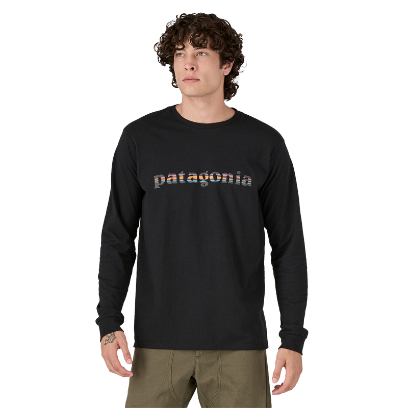 Men's 73 Text Logo Long Sleeve Responsibili-Tee, Patagonia 73 Logo LS Responsibili Tee Front View