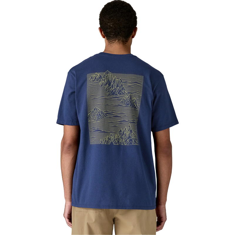 Men's Strataspire Responsibili-Tee, Patagonia Strataspire Responsibili Tee in CLMB-Clement Blue on model back