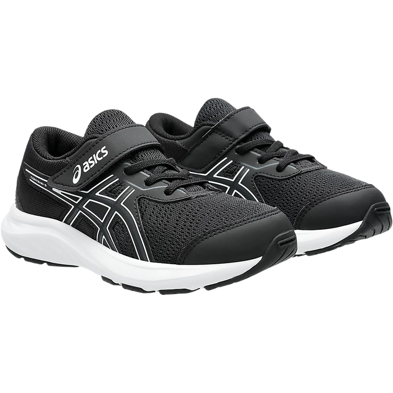 Youth Contend 9 Pre-School, Asics Youth Contend 9 Pre-School in 002-Black/White pair right front
