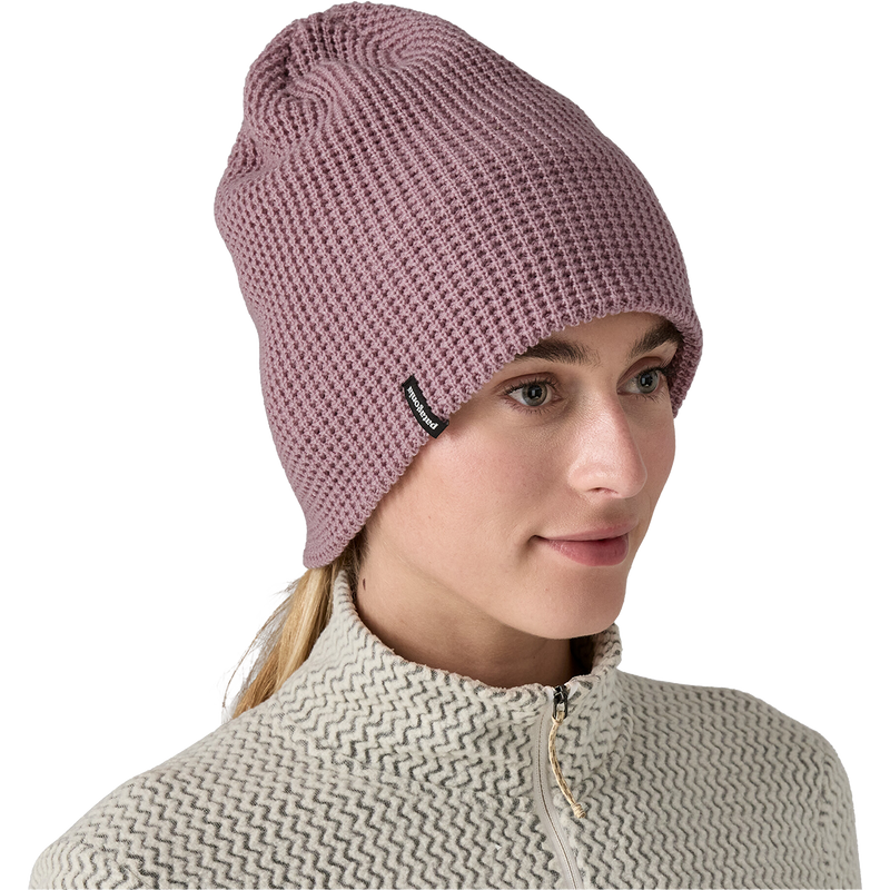 Women's SnowDrifter Beanie, Patagonia Women's SnowDrifter Beanie in STMA-Stormy Mauve front  no fold