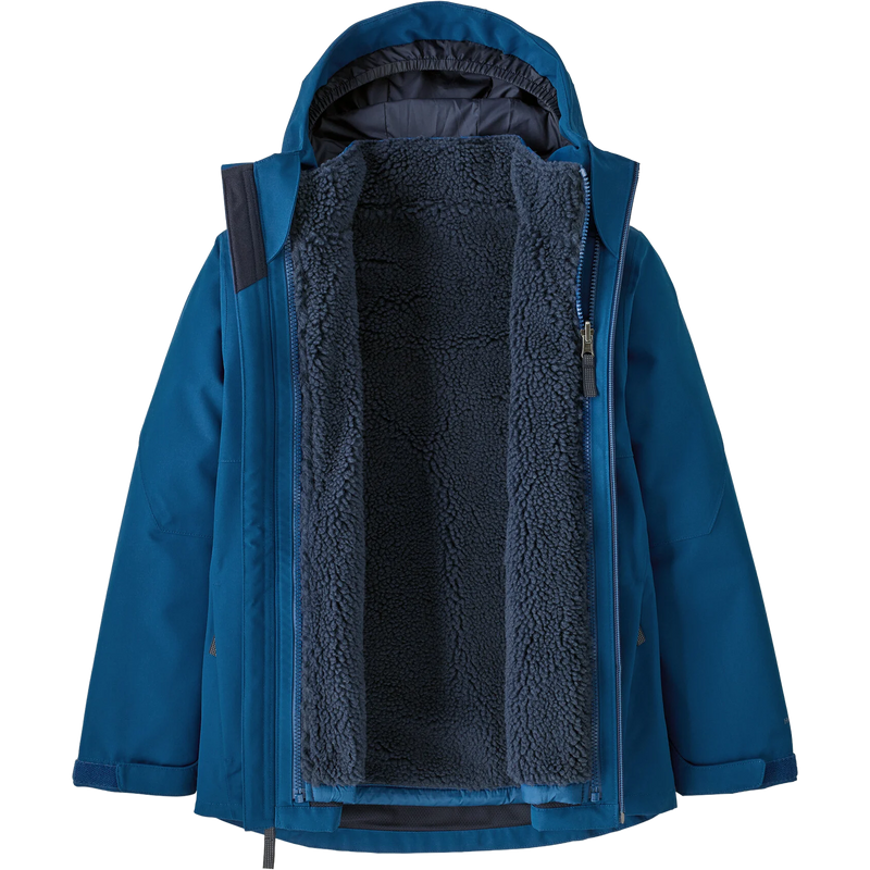 Youth 4-in-1 Everyday Jacket, Patagonia Youth 4-in-1 Everyday Jacket in CLMB-Clement Blue unzipped with liner