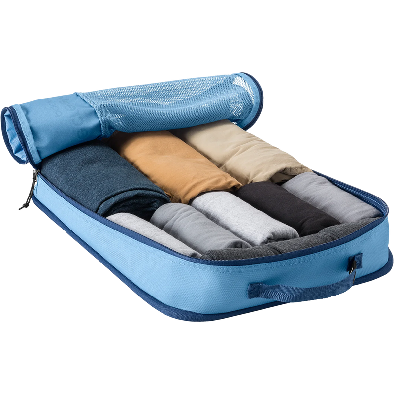 Pack-It Reveal Expansion Cube L, Eagle Creek Pack-It Reveal Expansion Cube L in Blue Dawn unzipped