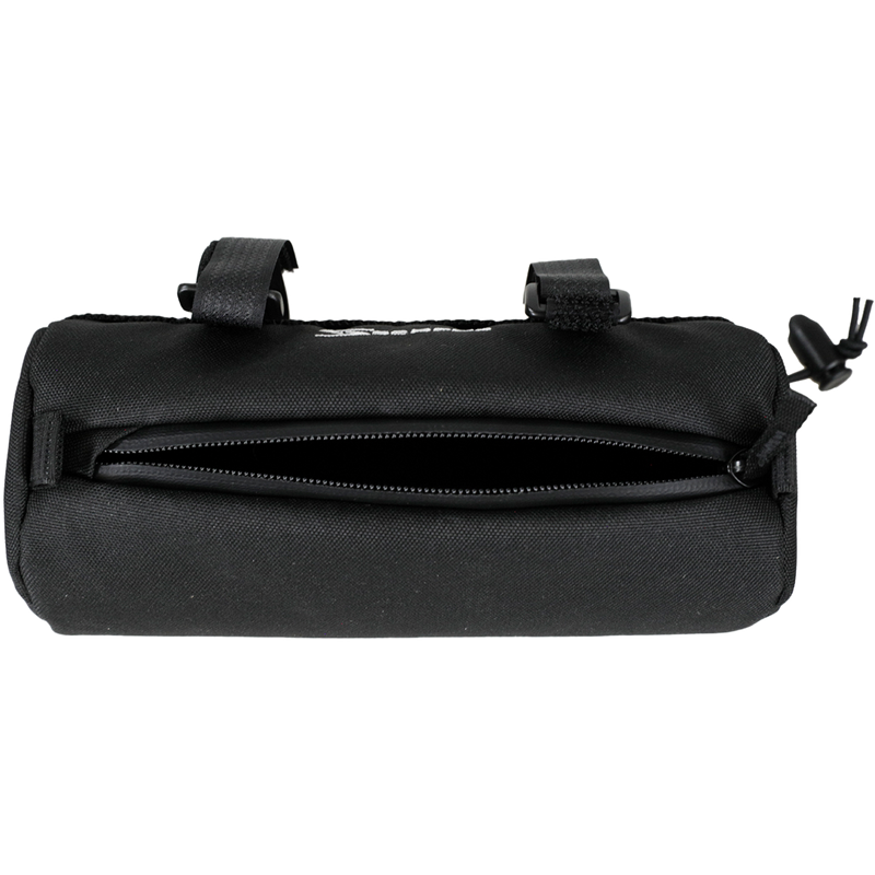 Barrel Bag Small Black, Serfas Barrel Bag Small Black zipper open