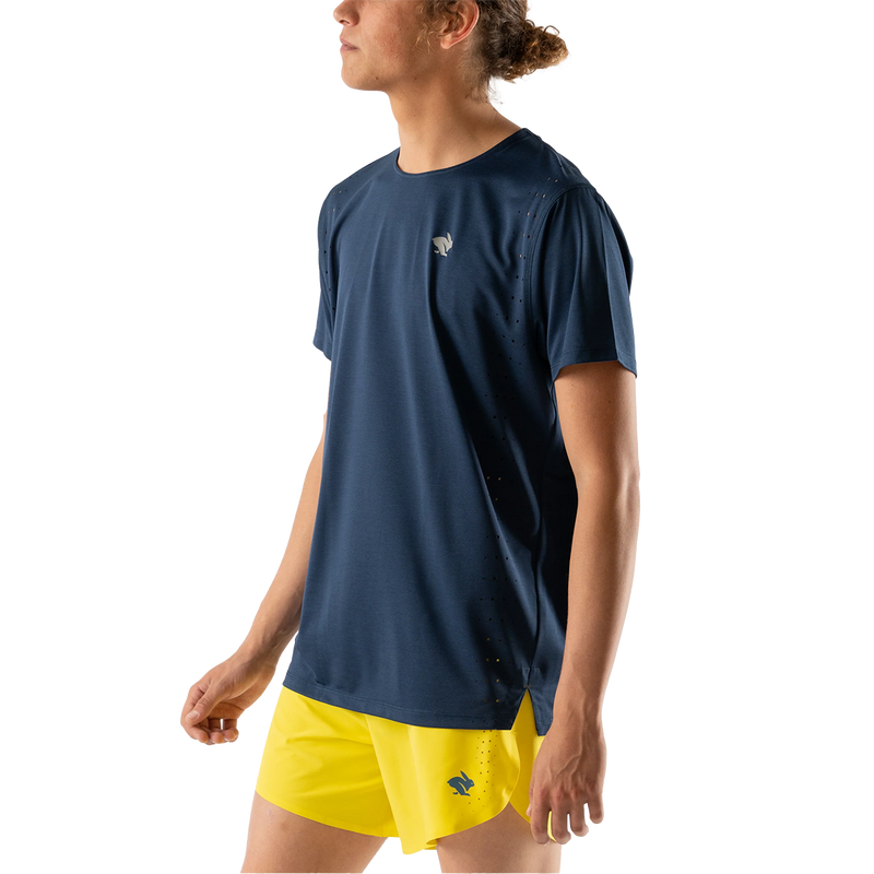 Men's Race Pace Tee, Rabbit Men's Race Pace Tee in Dress Blues front left