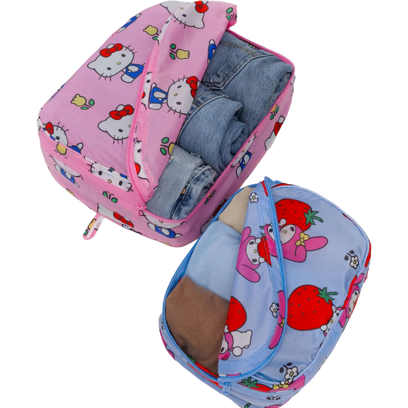 Hello Kitty Packing Cube Set, BAGGU Hello Kitty Packing Cube set with clothes