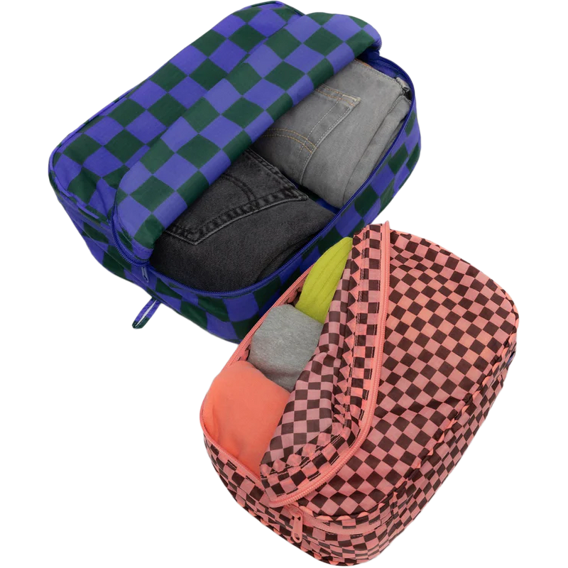 Packing Cube Set, BAGGU Packing Cube Set in Jewel Checks packed