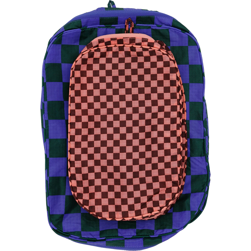 Packing Cube Set, BAGGU Packing Cube Set in Jewel Checks stacked