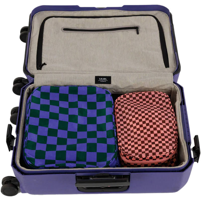 Packing Cube Set, BAGGU Packing Cube Set in Jewel Checks in suitcase