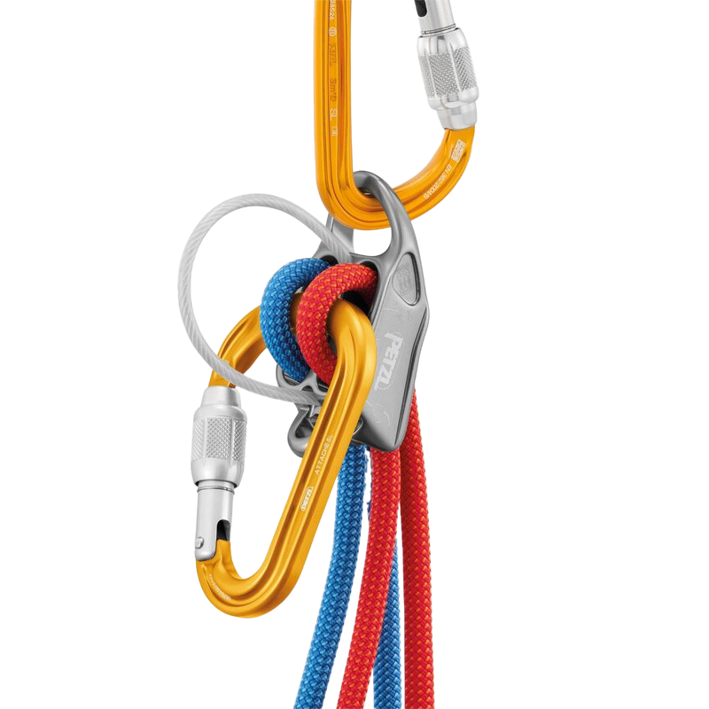 Attache Screw-Lock, Petzl Attache Screw-Lock in Yellow action belay