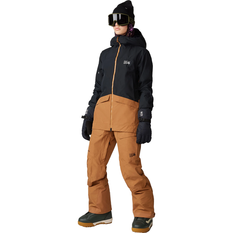 Women's Cloud Bank Gore-Tex Pant, Mountain Hardwear Women's Cloud Bank Gore-Tex Pant in Copper Clay front left with jacket