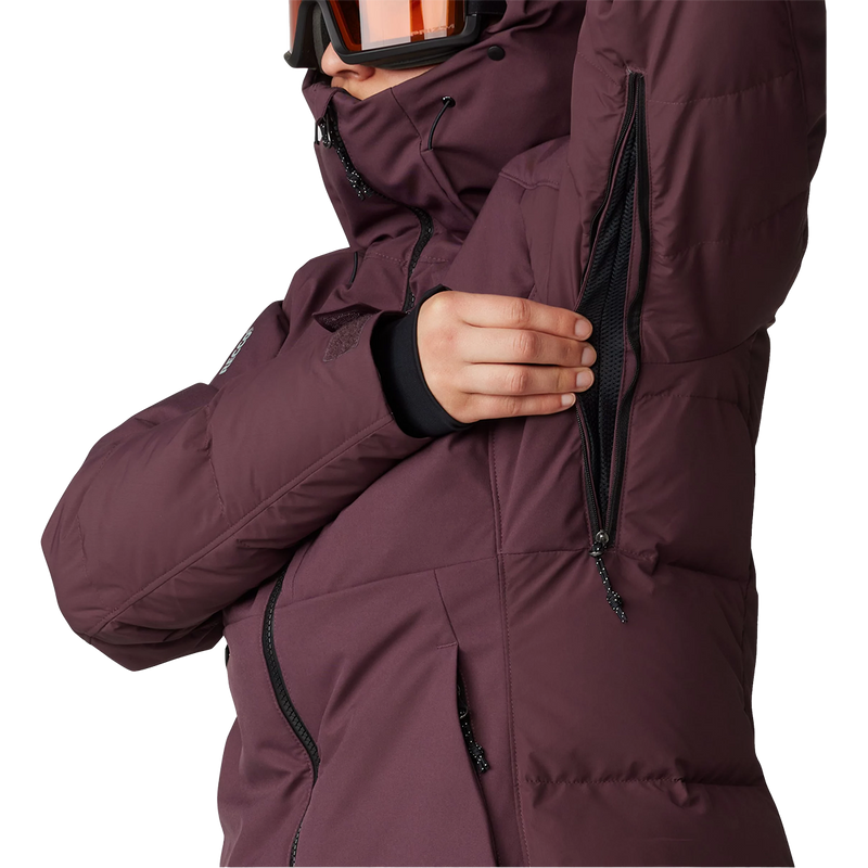 Women's Powder Maven Down Jacket, Mountain Hardwear Women's Powder Maven Down Jacket in Blackberry arm pit zipper