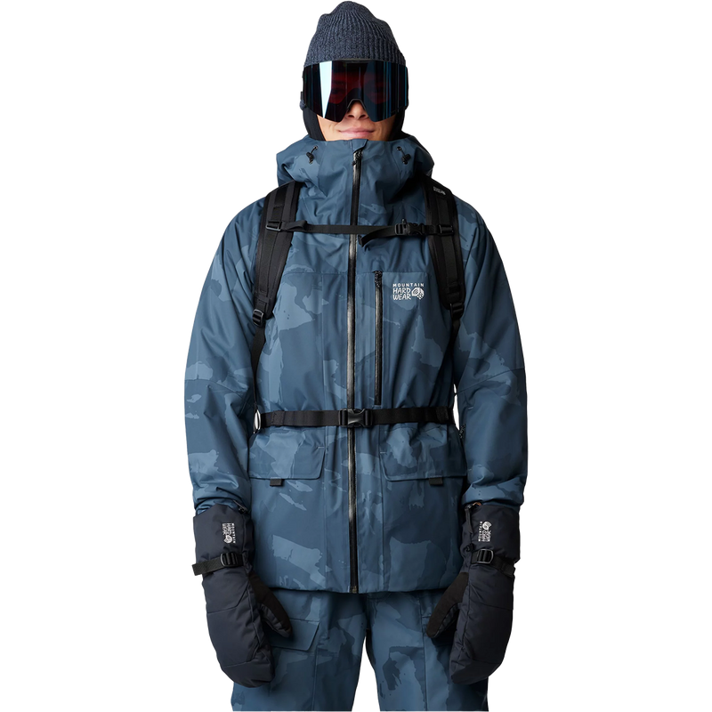 Men's Firefall Insulated Jacket, Mountain Hardwear Men's Firefall Insulated Jacket in Moon Blue Ombre front with backpack