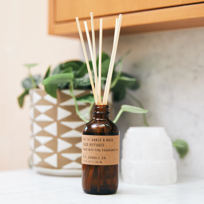 Amber & Moss Reed Diffuser, P.F. Candle Co. Amber & Moss Reed Diffuser on counter