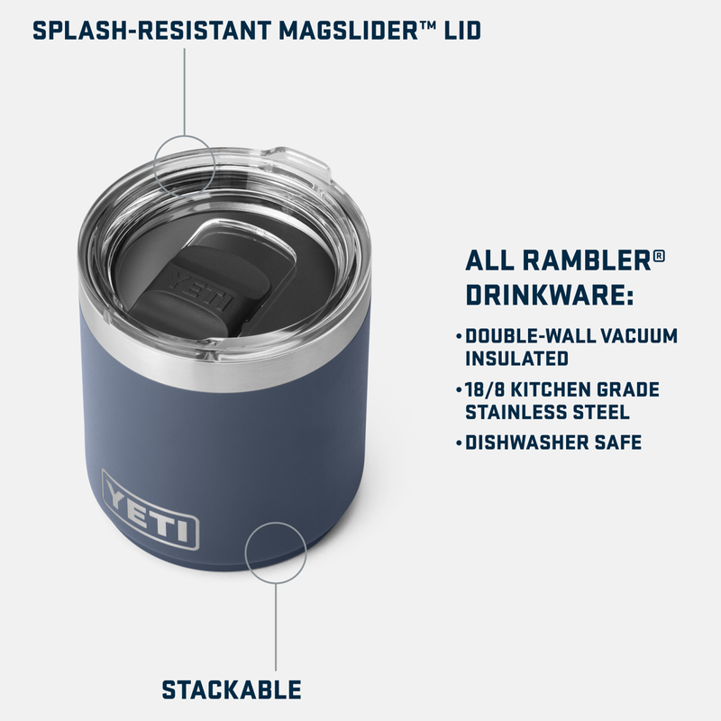 Rambler 10 oz Lowball 2.0 with MagSlider Lid, Yeti Rambler 10 oz Lowball 2.0 with MagSlider Lid specs