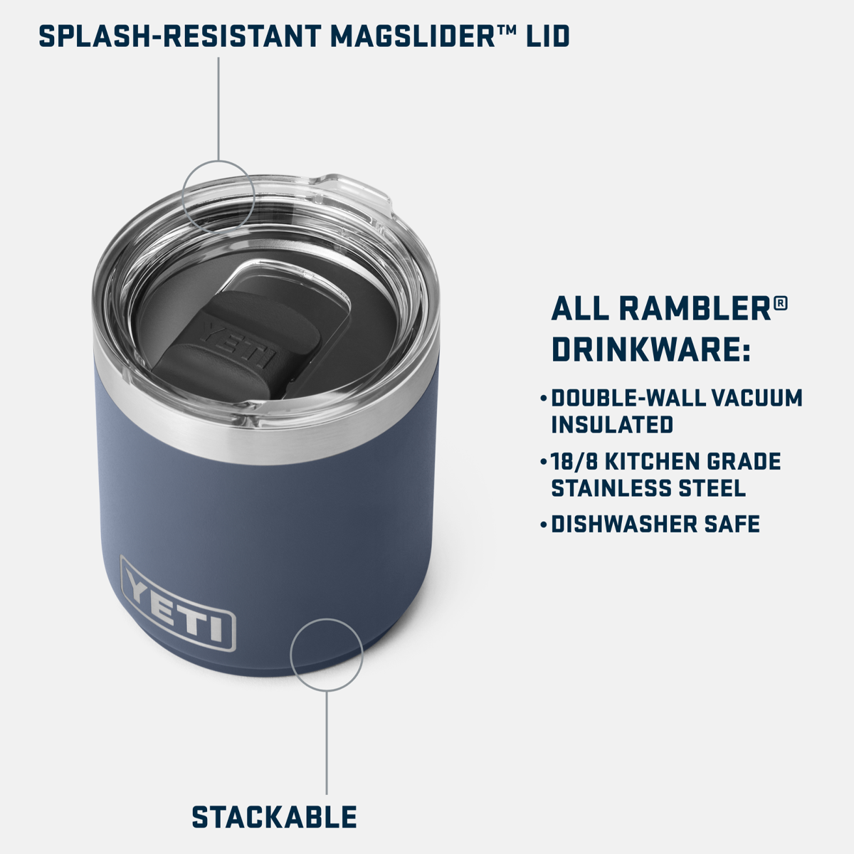 Rambler 10 oz Lowball 2.0 with MagSlider Lid alternate view