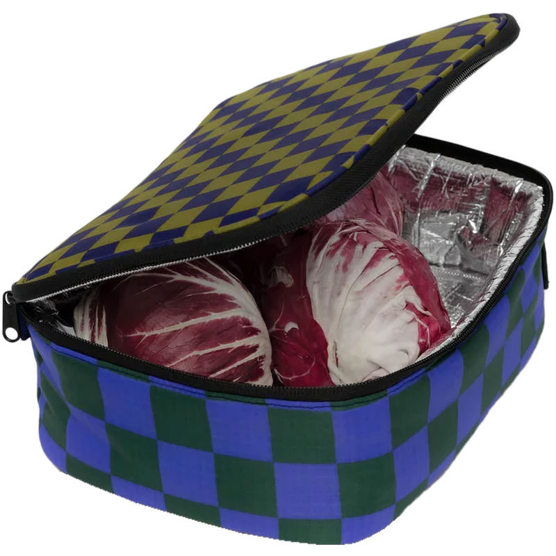 Lunch Box, BAGGU Lunch Box in Jewel Checks unzipped