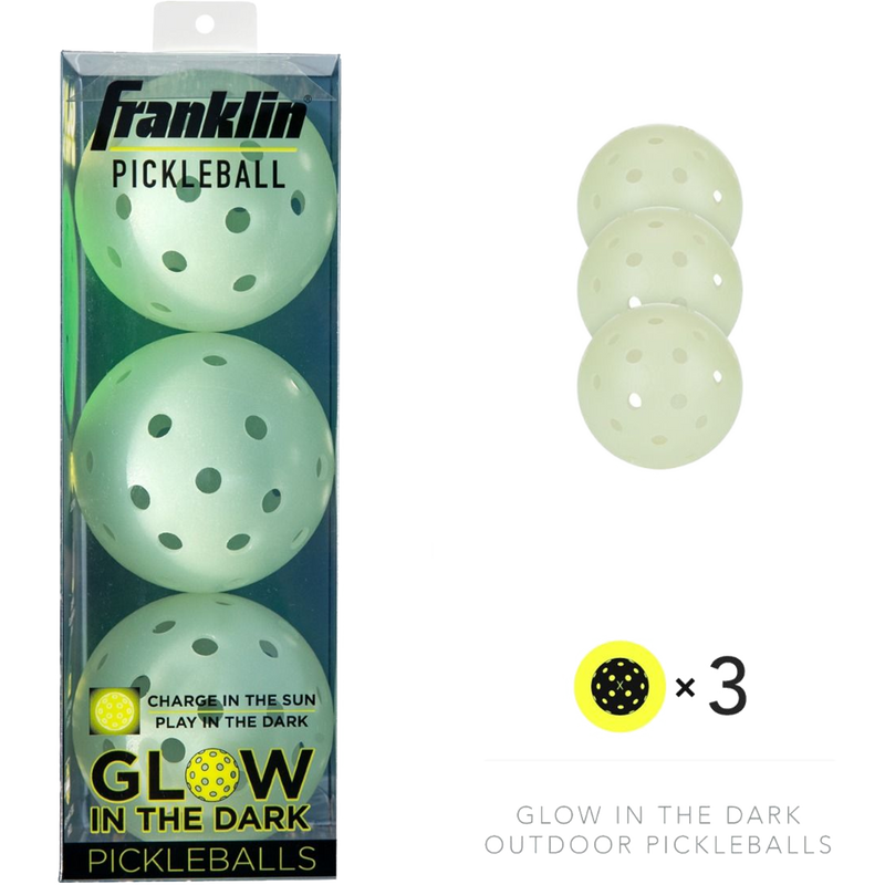 Glow In The Dark Recreation Pickleball (3 Pack), Franklin Sports Glow In The Dark Recreation Pickleball - 3 Pack