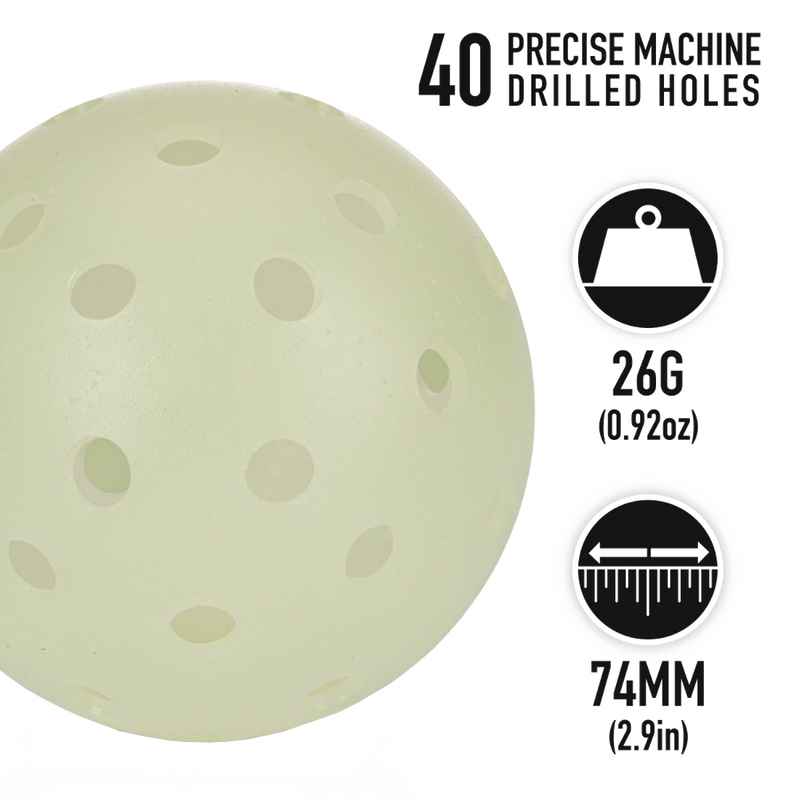 Glow In The Dark Recreation Pickleball (3 Pack), Franklin Sports Glow In The Dark Recreation Pickleball - 3 Pack