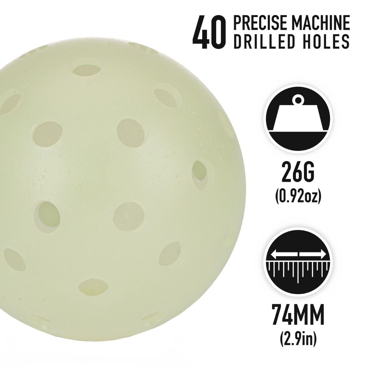 Glow In The Dark Recreation Pickleball (3 Pack) alternate view