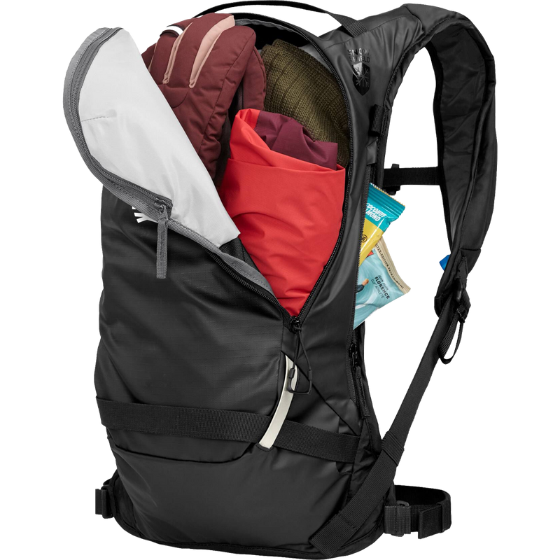 Powderhound 12 Hydration Pack, CamelBak Powderhound 12 Hydration Pack front pocket open with gear
