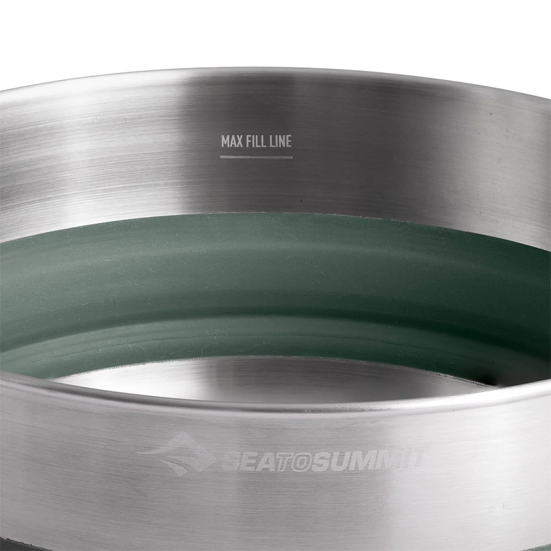 Detour Stainless Collapsible Pot 3 L, Sea to Summit Detour Stainless Collapsible Pot 3 L in Laurel Wreath Green fill line