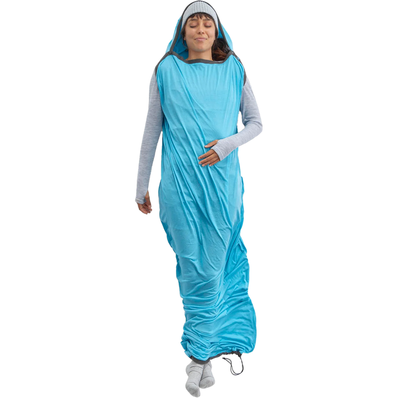 Breeze Liner Mummy Compact, Sea to Summit Breeze Liner Mummy Compact in Atoll Blue with model