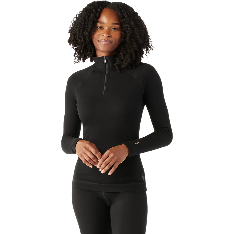 Women's Classic Thermal Merino Base Layer 1/4 Zip, Smartwool Women's Classic Thermal Merino Base Layer 1/4 Zip in Black front