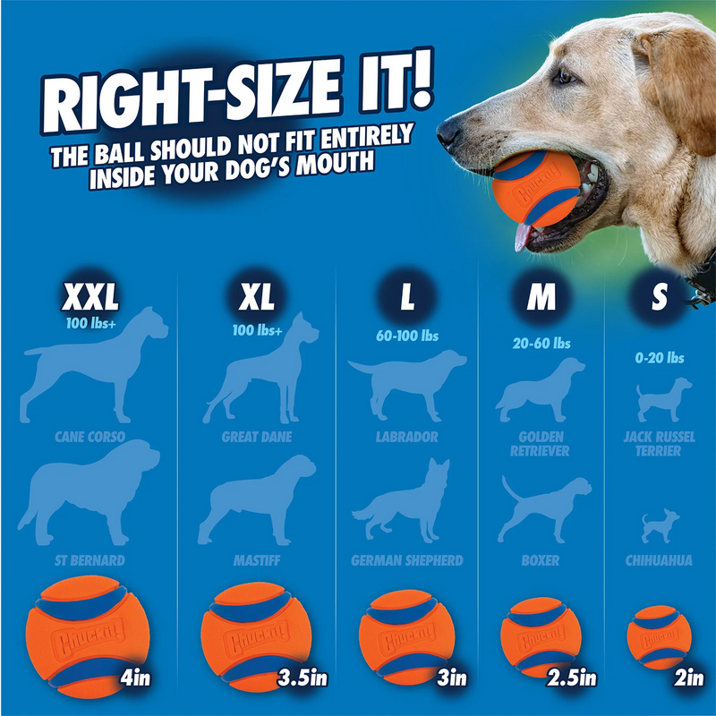 Ultra Balls Medium 2-Pack, ChuckIt! Ultra Balls Medium 2PK size chart