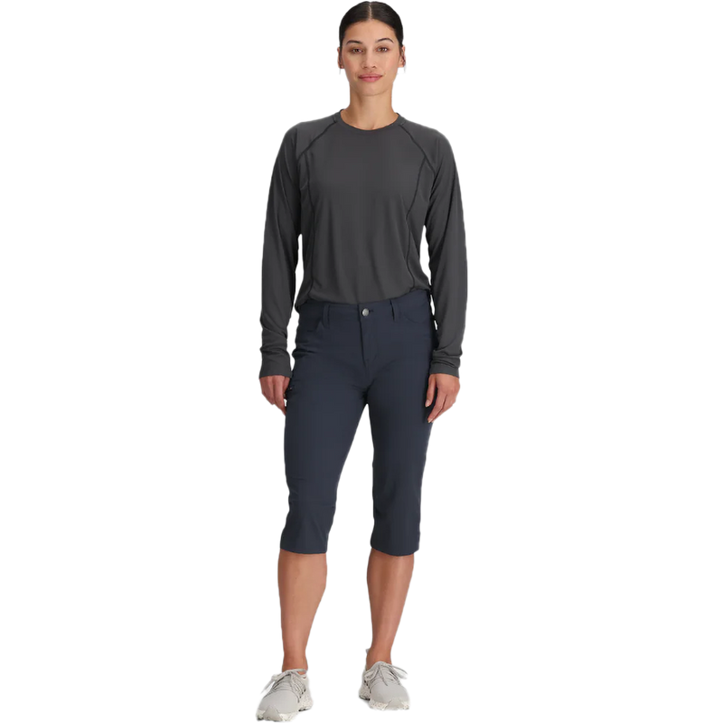 Women's Ferrosi Capris, Outdoor Research Women's Ferrosi Capris in Dark Navy front full length