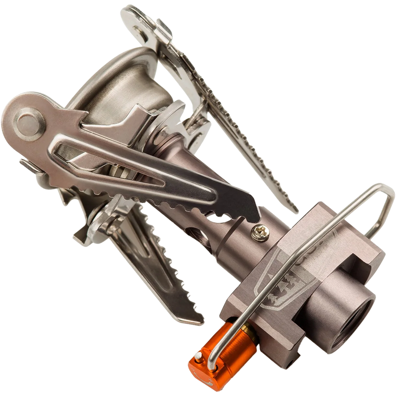 Pinnacle Canister Stove, GSI Outdoors Pinnacle Canister Stove folded laying down