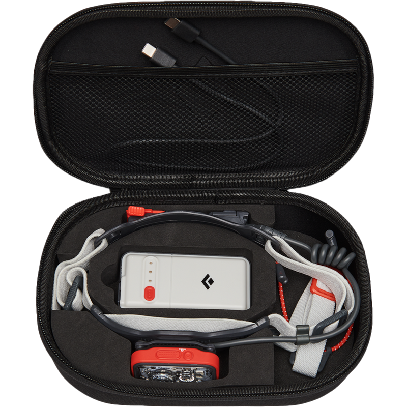 Distance 1500 Headlamp, Black Diamond Distance 1500 Headlamp case open
