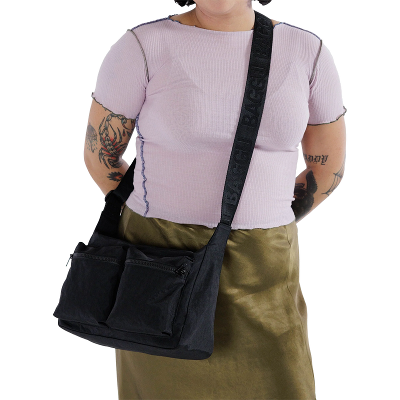 Medium Cargo Crossbody, BAGGU Medium Cargo Crossbody in Black on model