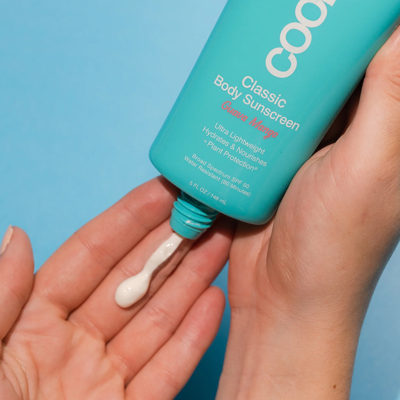 Classic Body Organic Sunscreen Lotion SPF 50, COOLA Classic Body Organic Sunscreen Lotion SPF 50 in hand