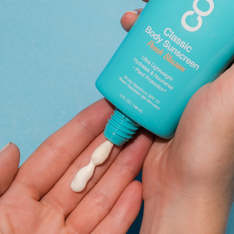Classic Body Organic Sunscreen Lotion SPF 70, COOLA Classic Body Organic Sunscreen Lotion SPF 70 in hand