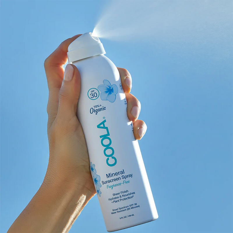 Mineral Body Sunscreen Spray SPF30, COOLA Mineral Body Sunscreen Spray SPF30 5oz spraying