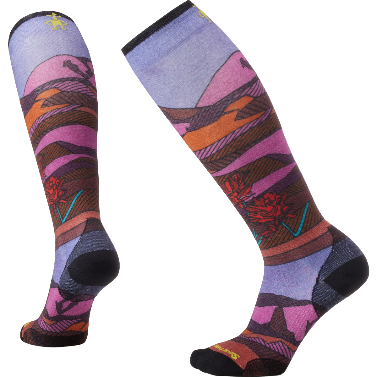 Women's Ski Floral Field Print Over The Calf Socks alternate view