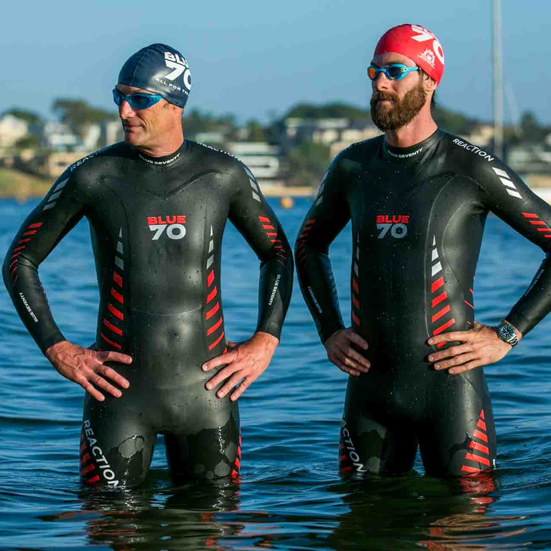 Men's Reaction Wetsuit, Blue Seventy Men's Reaction Wetsuit in water