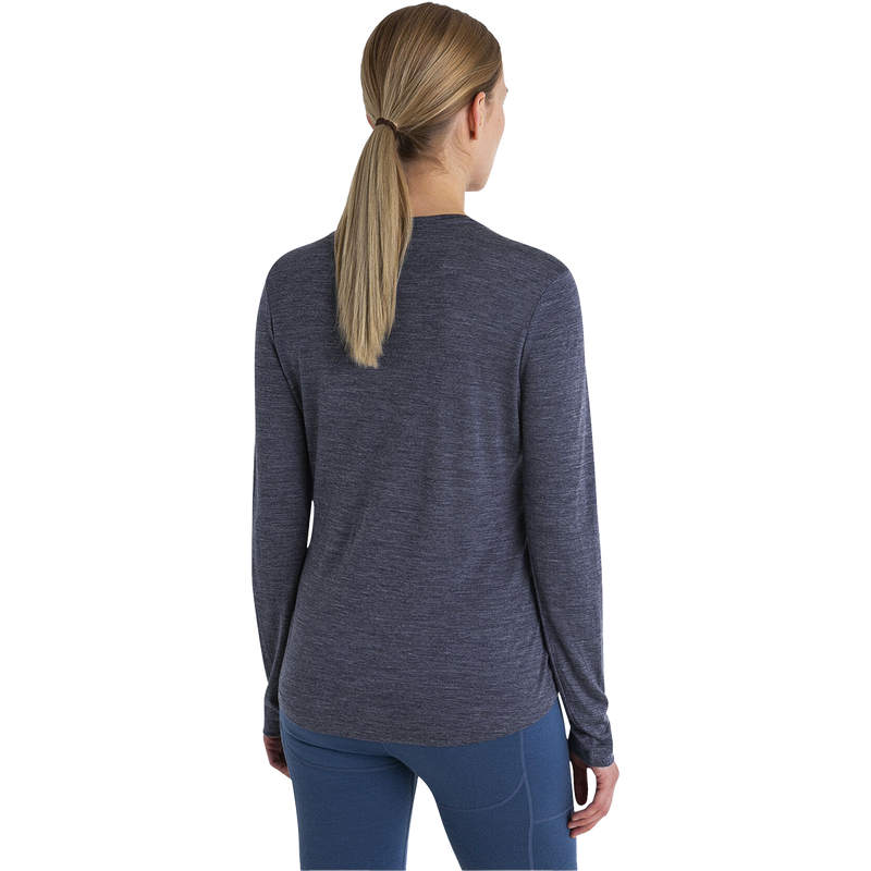 Icebreaker Women's Merino 125 Cool-Lite Sphere III Long Sleeve Tee in Midnight Navy Heather back