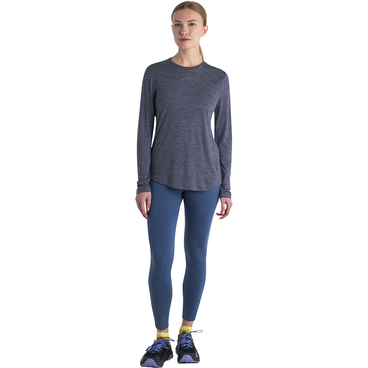 Icebreaker Women's Merino 125 Cool-Lite Sphere III Long Sleeve Tee in Midnight Navy Heather fornt