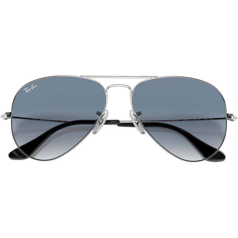 Aviator M, Ray Ban Aviator M in Silver/Clear Gradient Blue front folded