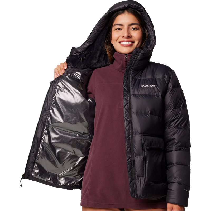 Women's Harmony Falls Hooded Down Jacket, Columbia Women's Harmony Falls Hooded Down Jacket in Black liner
